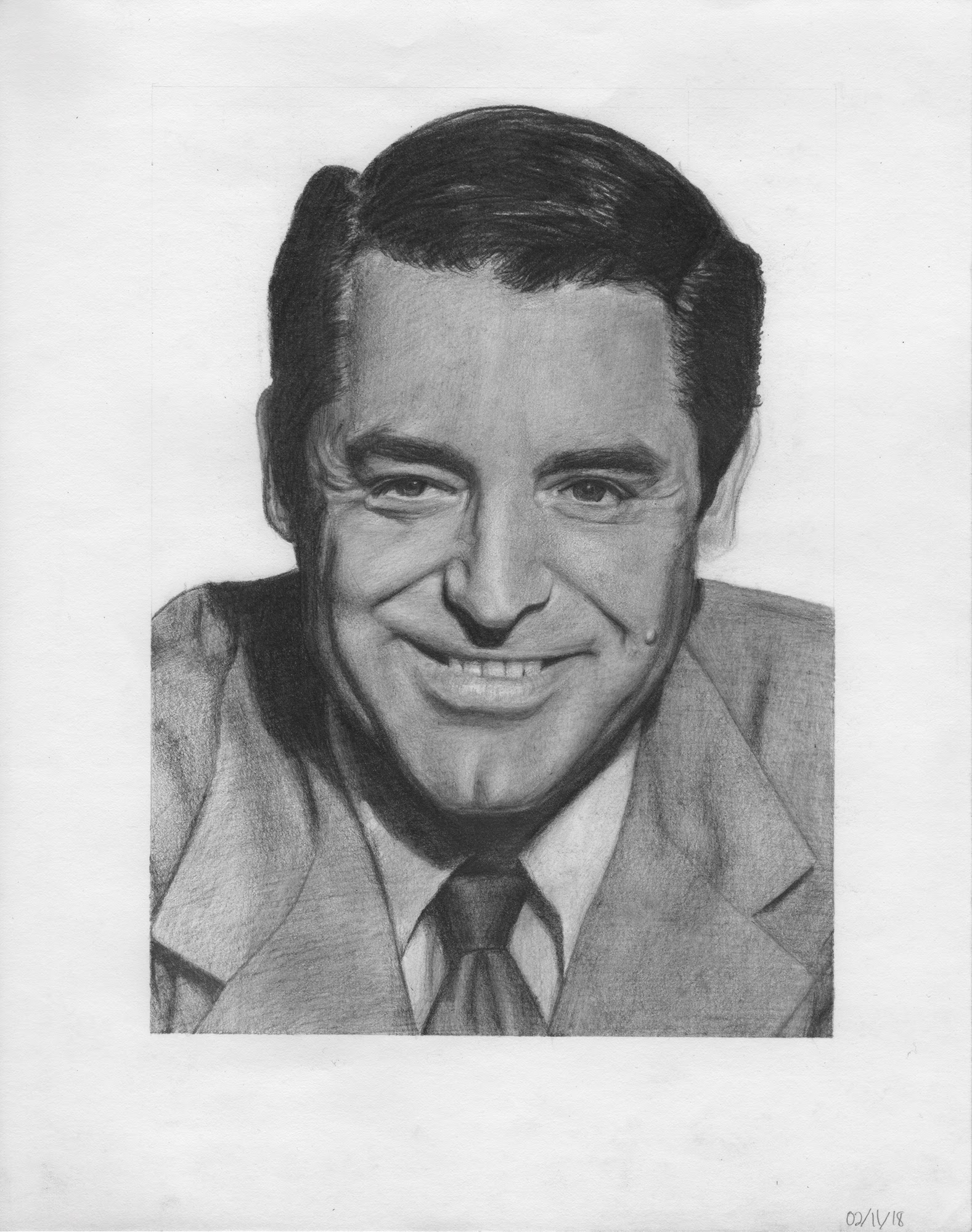 Pencil portrait drawing of Cary Grant