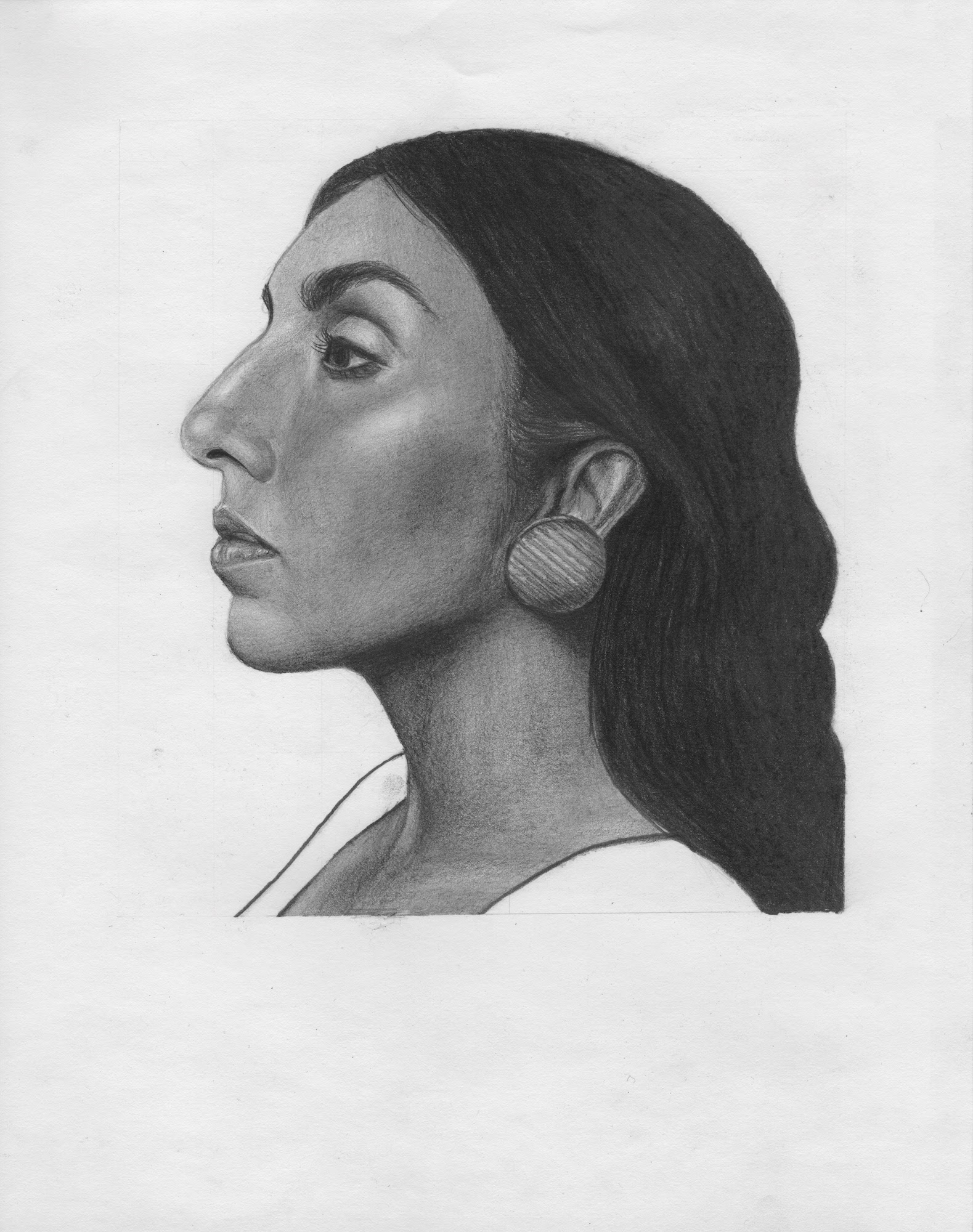 Pencil portrait drawing of Rupi Kaur