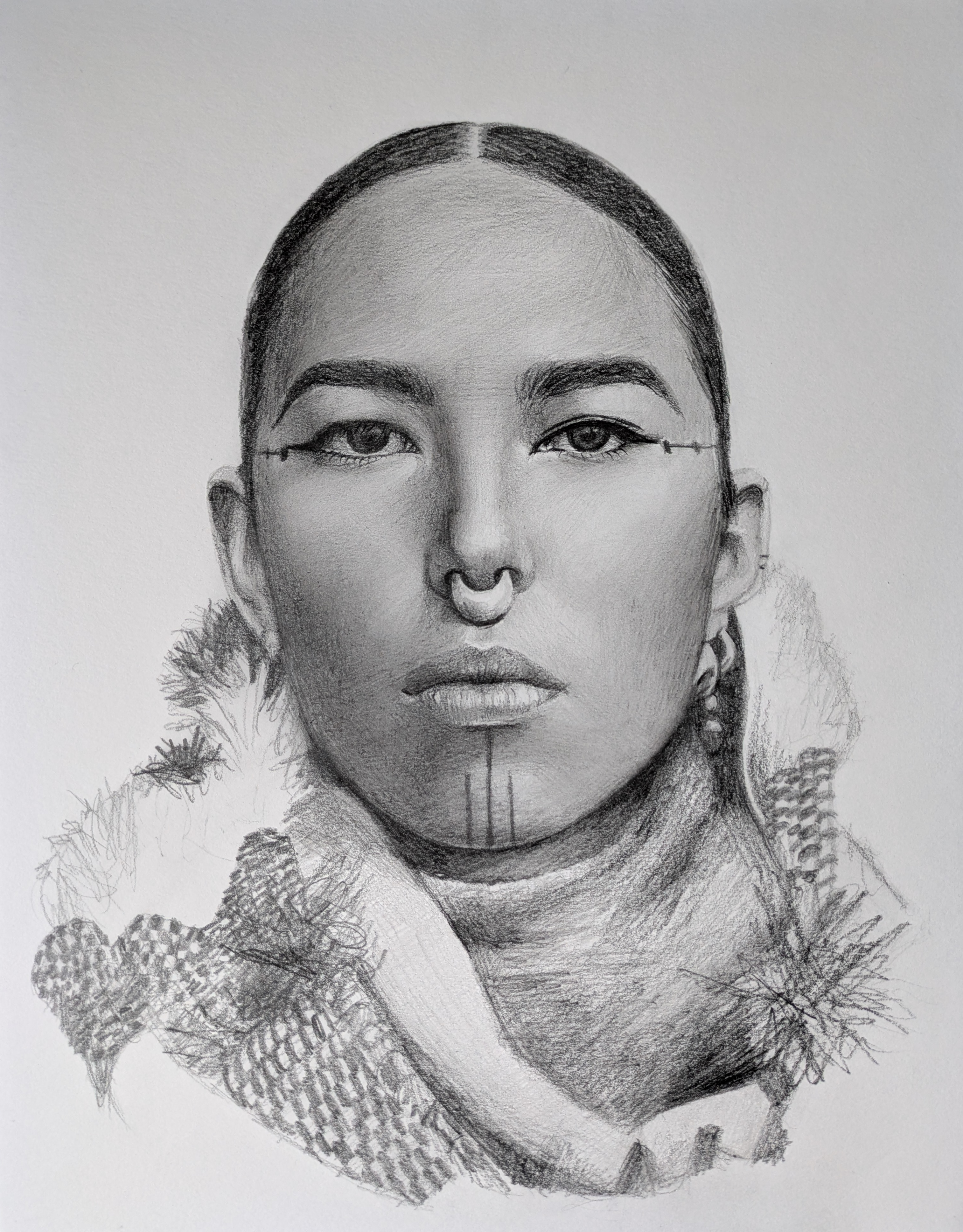 Pencil portrait drawing of Quannah Rose
