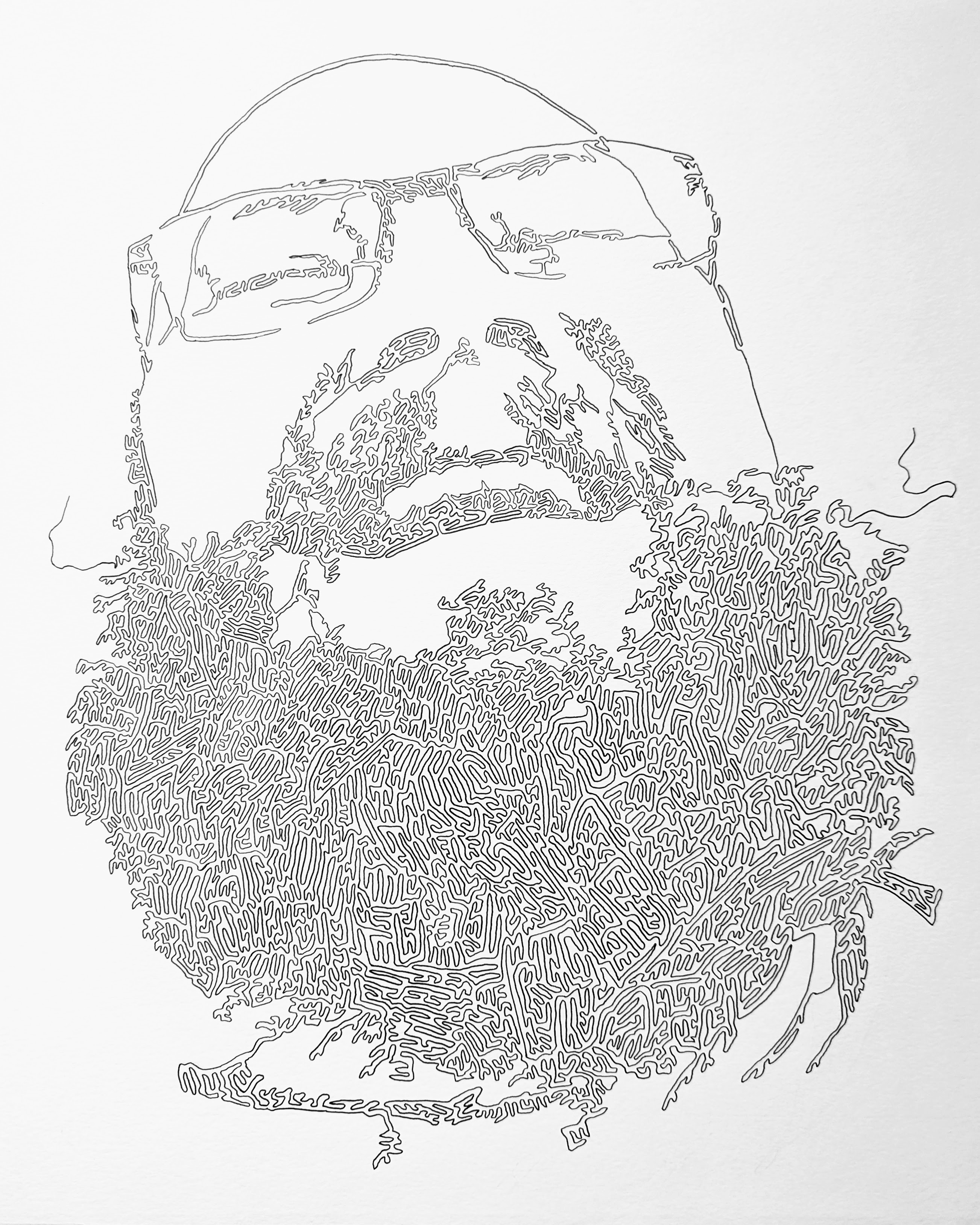 Line drawing of Phil laughing