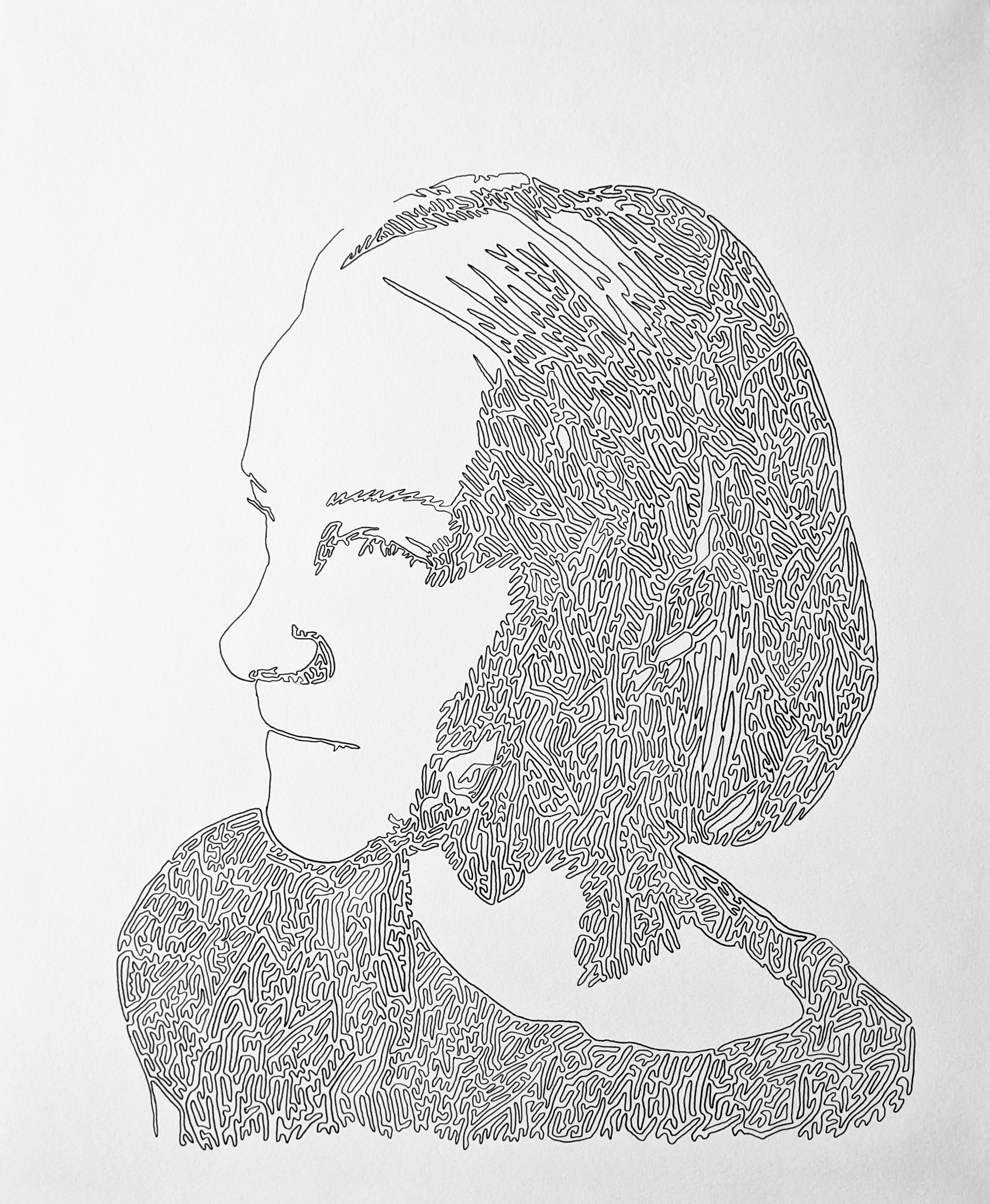 Line drawing of Rebecca